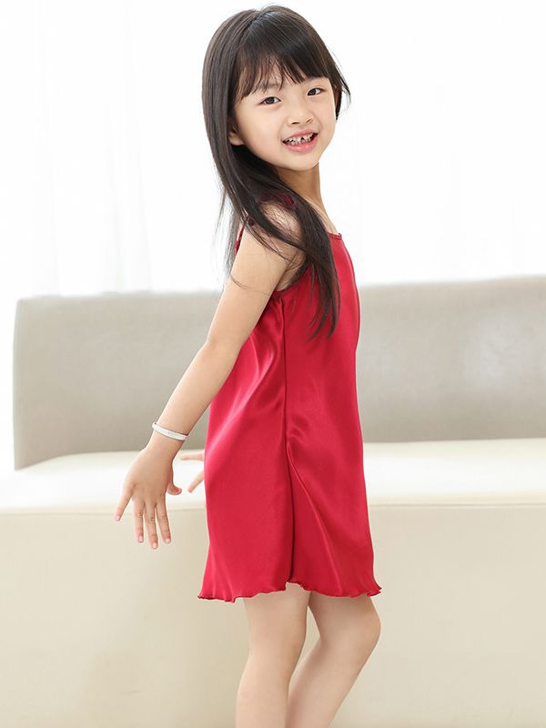 19 Momme Lace Up Girls Silk Slip Nightgown